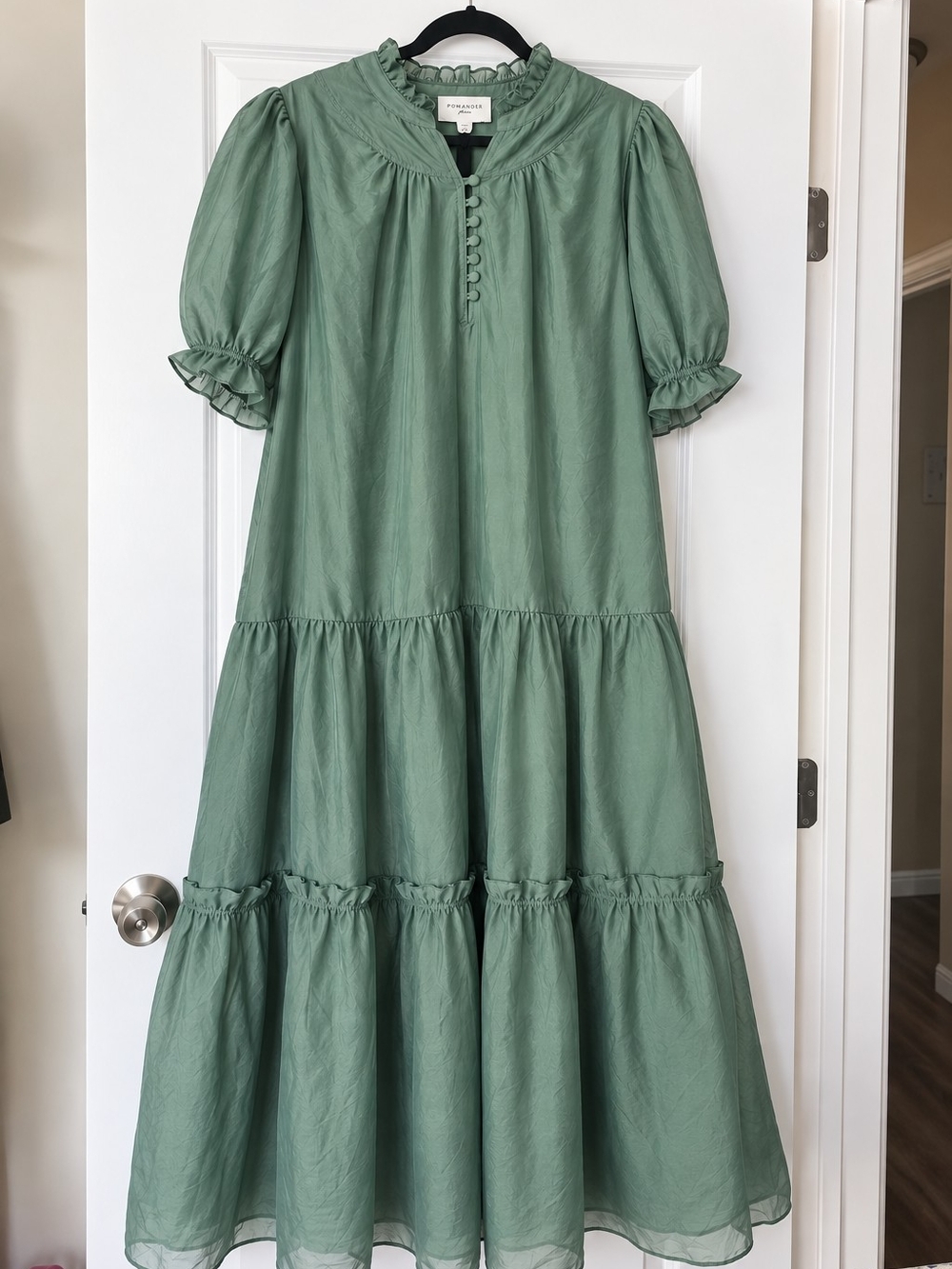 Pomander Place Dusty Sage Ruffle-Tier Maxi Dress